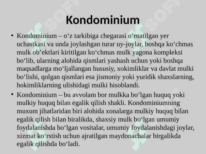KO‘CHMAS MULK OBEKTLARINING ASOSIY BELGILARI 6