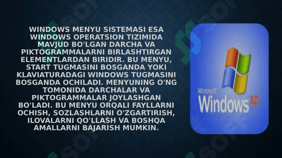 Darcha va piktogrammalar Windows menyu sistemasi bilan 3