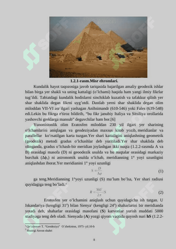 GEODEZIYA  FANINING VAZIFASI VA RIVOJLANISH TARIXI KURS ISHI 8