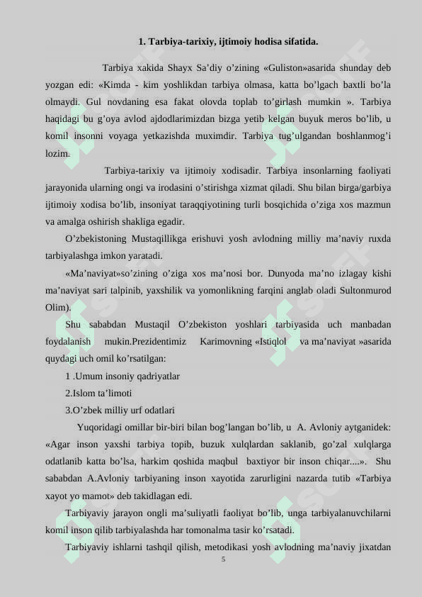 INSON VA JAMIYAT HAYOTIDA MA’NAVIYATNING TUTGAN O’RNI VA AHAMYATI 5