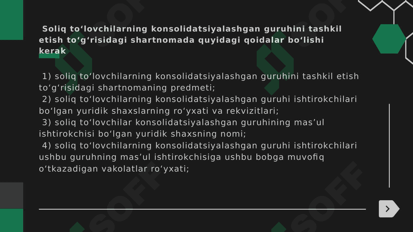 SOLIQ TO‘LOVCHILARNING KONSOLIDATSIYALASHGAN GURUHI FAOLIYATINI TUGATISH 8