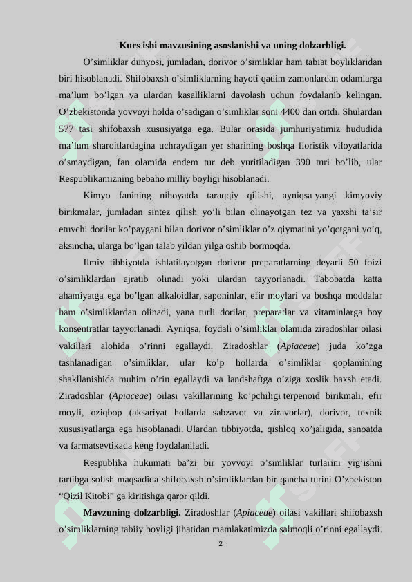 Ziranamolar (Apiales) qabilasi 2