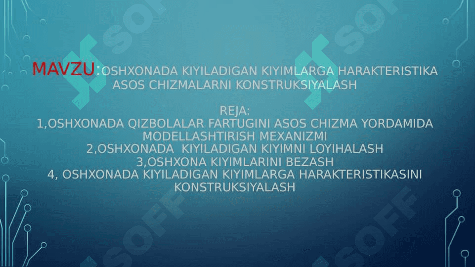 oshxonada kiyiladigan kiyimlarga harakteristika asos chizmalarni konstruksiyalash 2