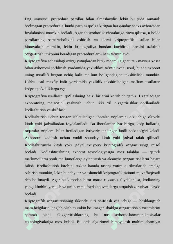 Himoyalashning kriptografik usullaridan foydalanish. 3