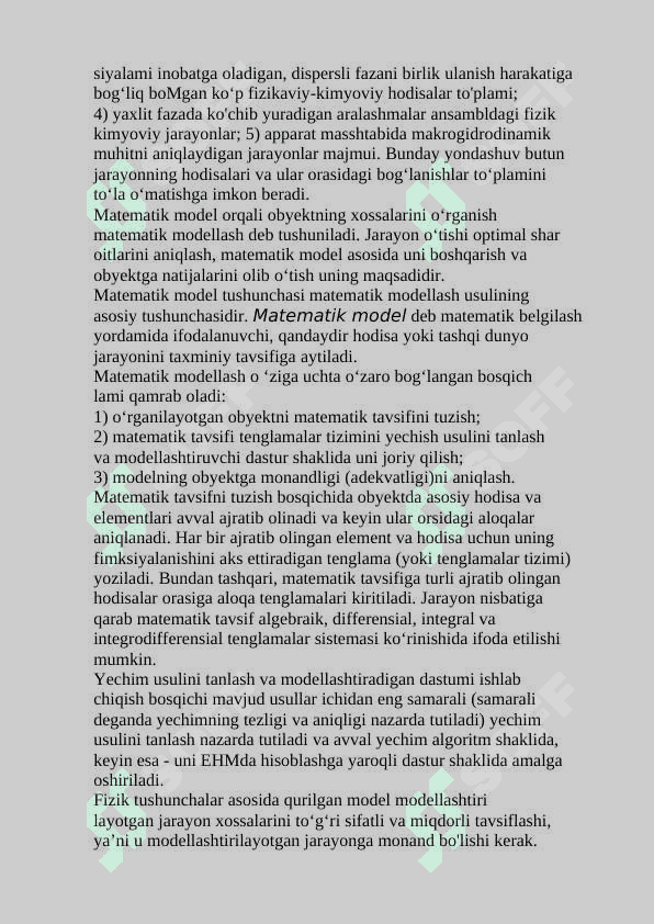 Texnologik jarayonlarni matematik modellashtirish 3