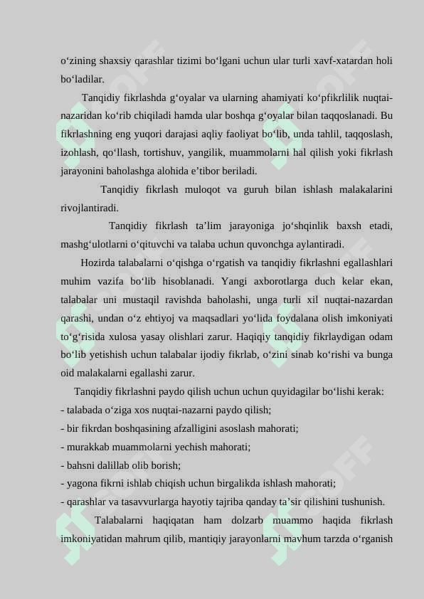Pedagogik texnologiyalar asosida tanqidiy tafakkurni shakllantirish va rivojlantirish metodlari 4