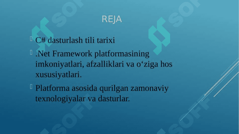 C# va .Net Core platformasi. C# dasturlash tilining tuzilishi 2