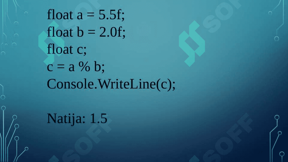 C# tilining amallari. 1