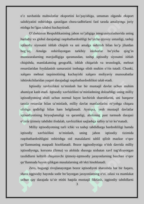 O‘ZBEKISTONNING DUNYONING RIVOJLANGAN DAVLATLARI BILAN IQTISODIY HAMKORLIGI. 3