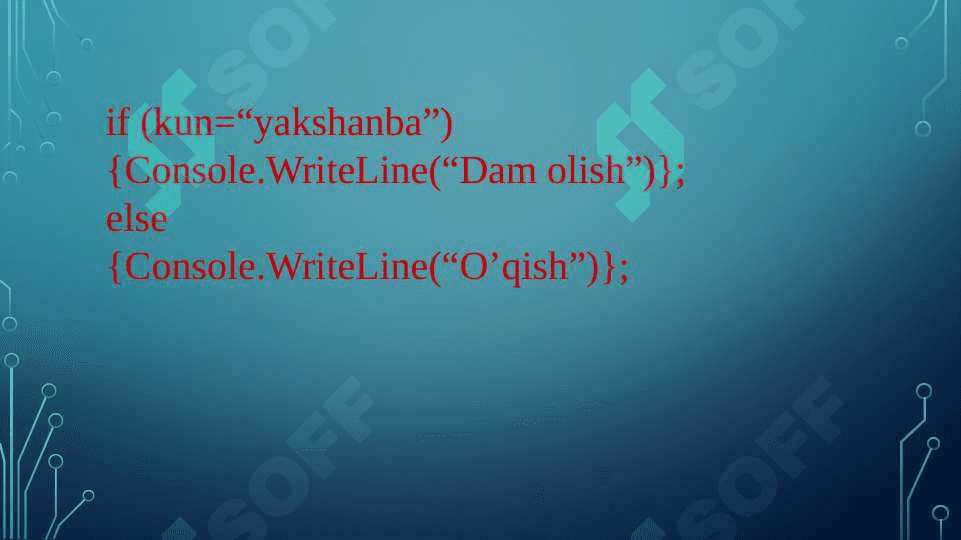 C# da Shart operatorlari. 4