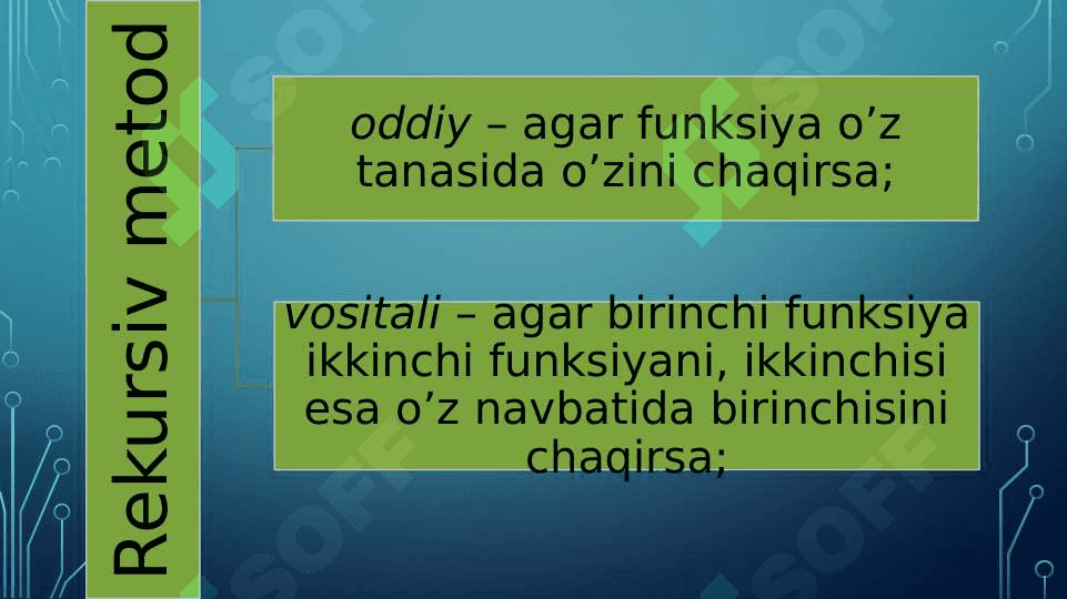 Rekursiv va qayta yuklanuvchi metodlar. 4