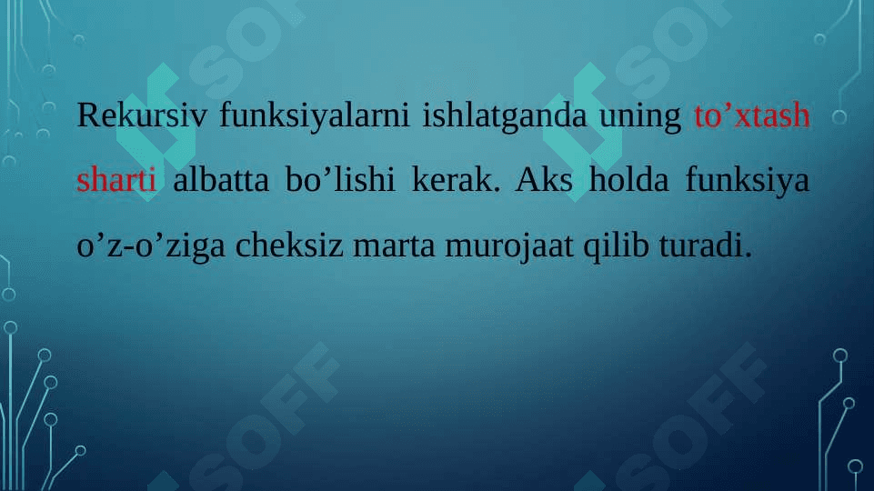 Rekursiv va qayta yuklanuvchi metodlar. 8