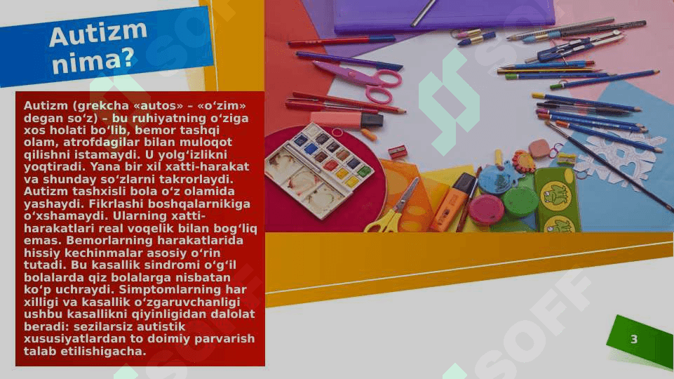 Erta bolalik autizmi mavzusida slayd 3