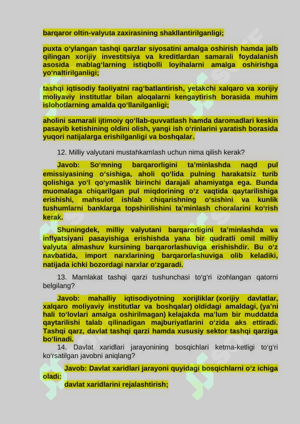 Argus savollari va javoblari(Iqtisodiyot) 3
