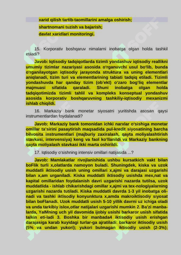 Argus savollari va javoblari(Iqtisodiyot) 4