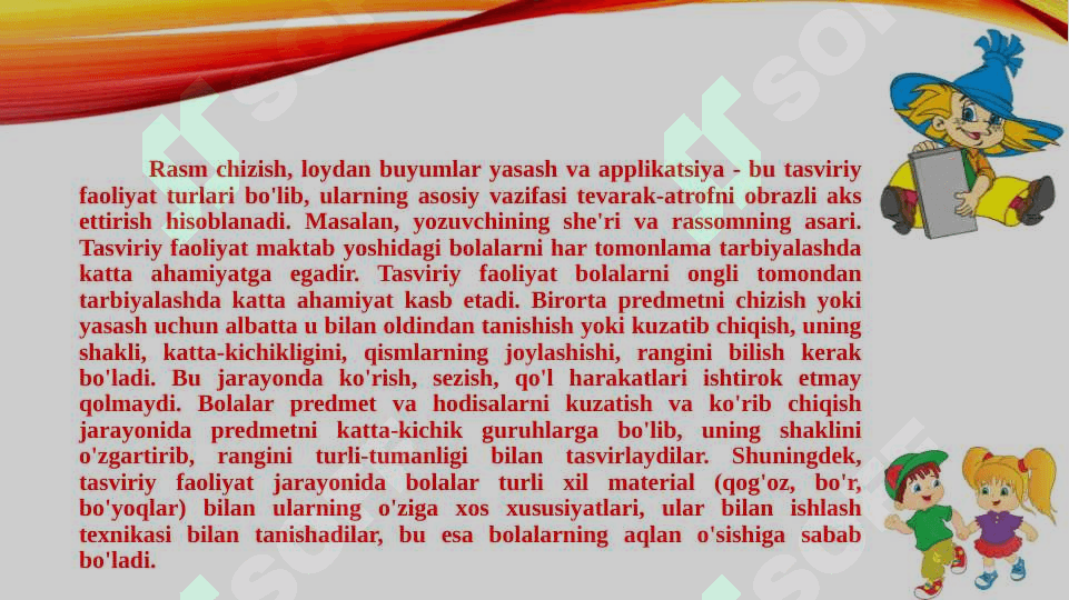 Maktabgacha yoshdagi bolalarni Har tomonlama rivojLantirishda tasviriy faoliyat TURLARI VA Uning ahamiyati 2