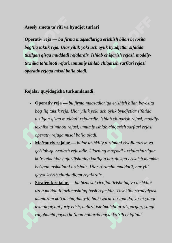 Asosiy smetani tuzish jarayonlari 3