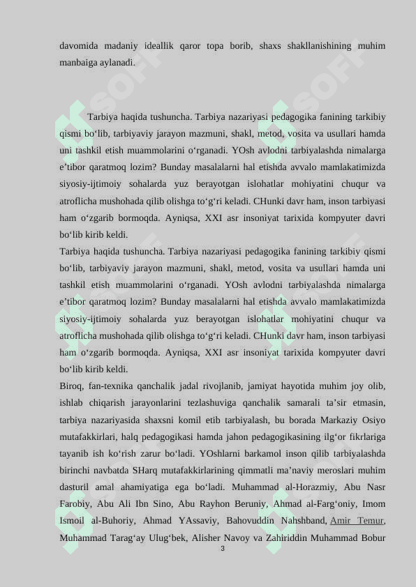 Mamlakatimizda yosh avlodni barkamol qilib tarbiyalash ularning hayotga mustaqil qadam qoʻyishlari,yaratilgan sharoitlar 3