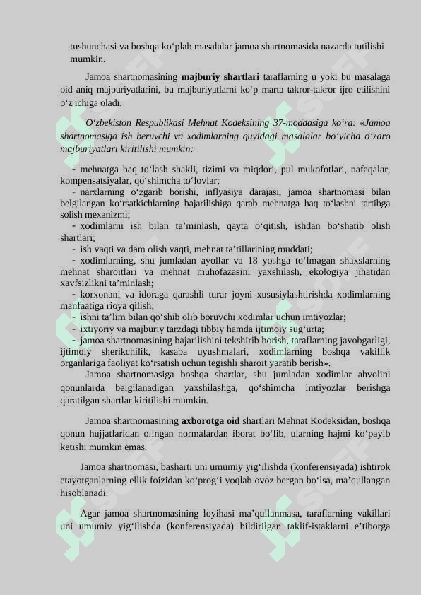 JAMOA SHARTNOMALARI VA JAMOA KELISHUVLARI. MEHNAT SHARTNOMASINING TUSHUNCHASI. ISHGA QABUL QILISHNI RASMIYLASHTIRISH. 6