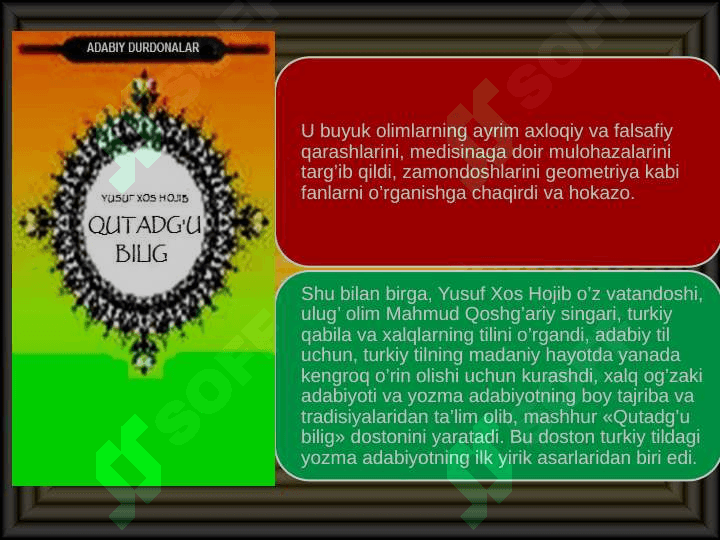 Yusuf Xos Xojib “Qutadg’u bilig” asari 5