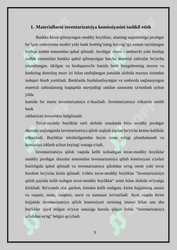 Banklarda materiallarni inventarizatsiya qilish tartibi 3