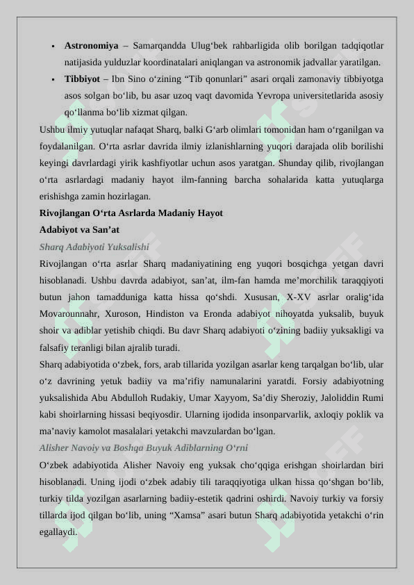 Rivojlangan o‘rta asrlarda madaniy hayot 5