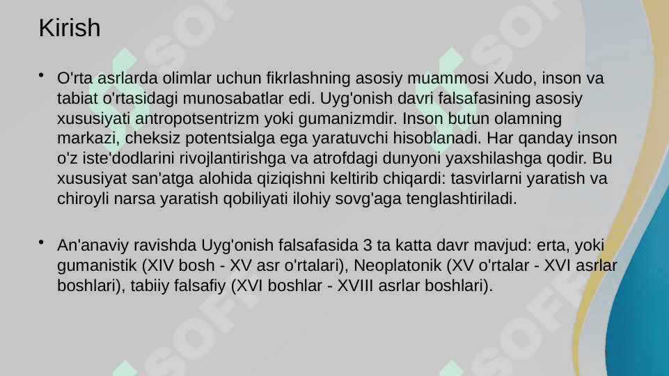 Ilk  o‘rta  asr Sharq va uyg‘onish davri falsafasi. 3