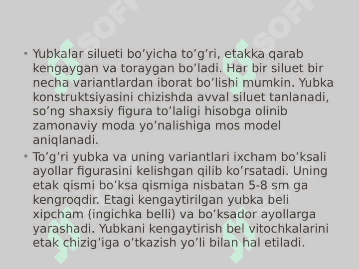 TURLI BICHIMDAGI AYOLLAR YUBKASINI KONSTRUKSIYALASH 2