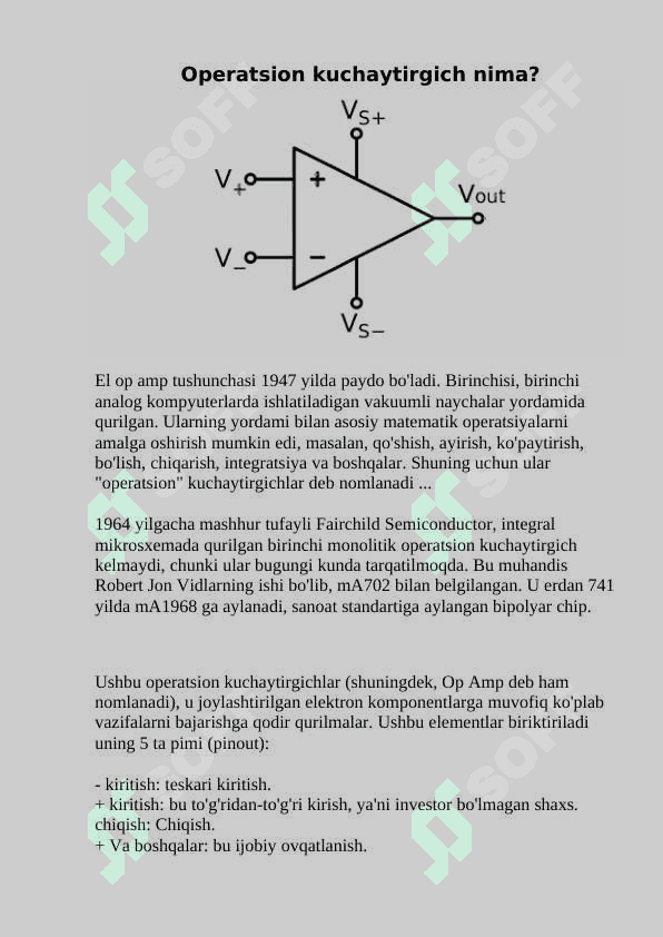 Elektronika va sxemalar_Operatsion kuchaytirgichlarning asosiy parametrlari va xarakteristikalari. 3