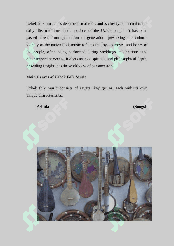 "Uzbek Folk Music and Its Types"ingliz tilida dars ishlanma 4