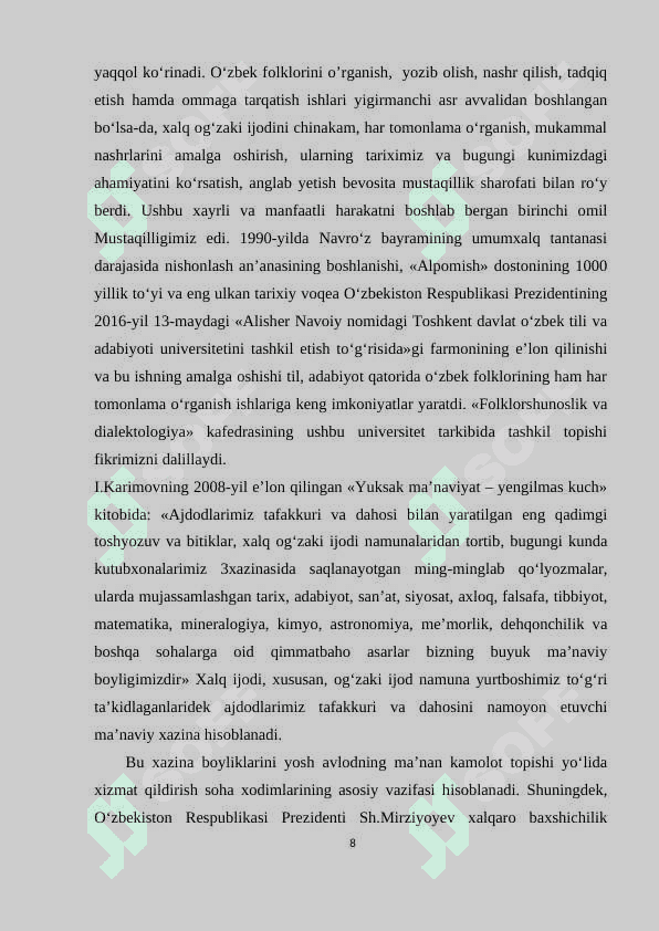 O'ZBEK XALQ MUSIQA IJODINING TARIXIY RIVOJI 8