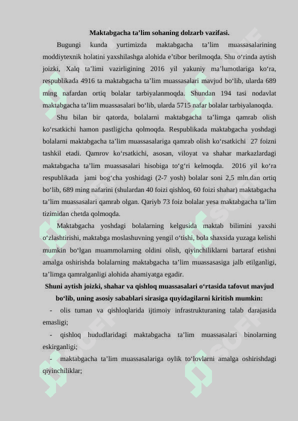 Maktabgacha ta'lim tizimi davlat siyosatining ustuvor yo'nalishida 2
