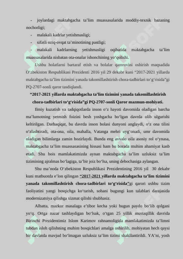 Maktabgacha ta'lim tizimi davlat siyosatining ustuvor yo'nalishida 3