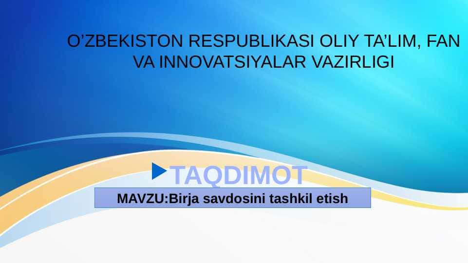 Birja savdosini tashkil etish