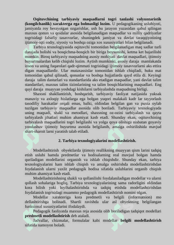 O'QITUVCHINING TARBIYA TEXNOLOGIYALARI  ASOSIDA FAOLIYAT OLIB BORISHI 4