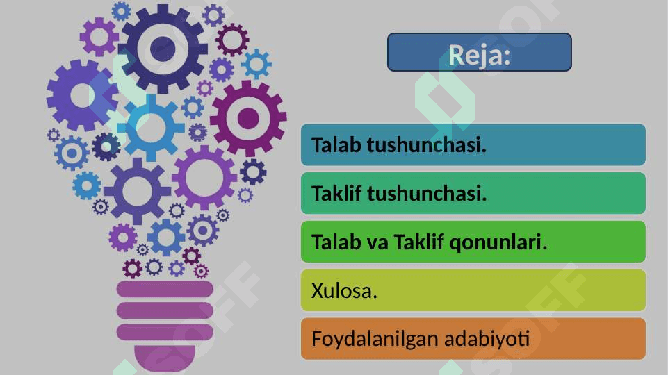 Bozor iqtisodiyoti: Talab va taklif qonunlari. 2