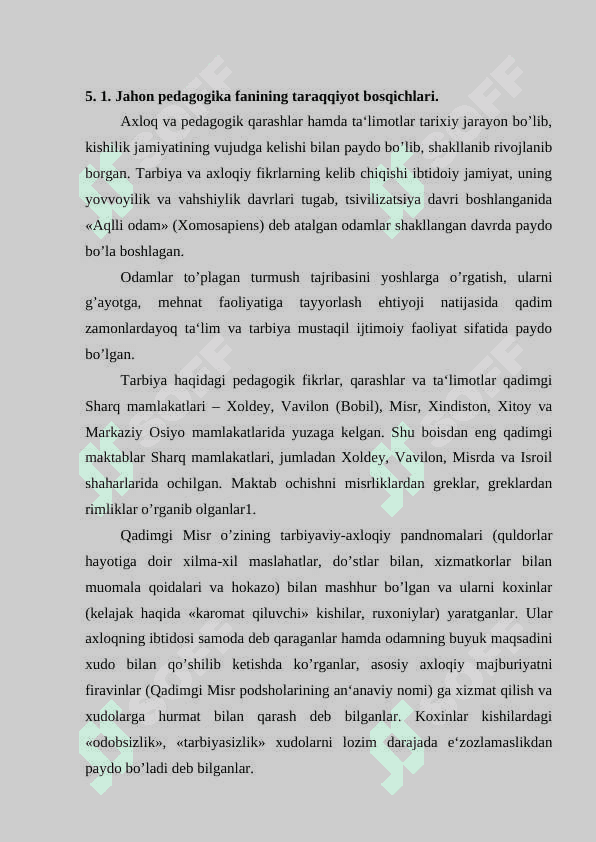 Jahon pedagogika fanining rivojlanish tarixi. 2