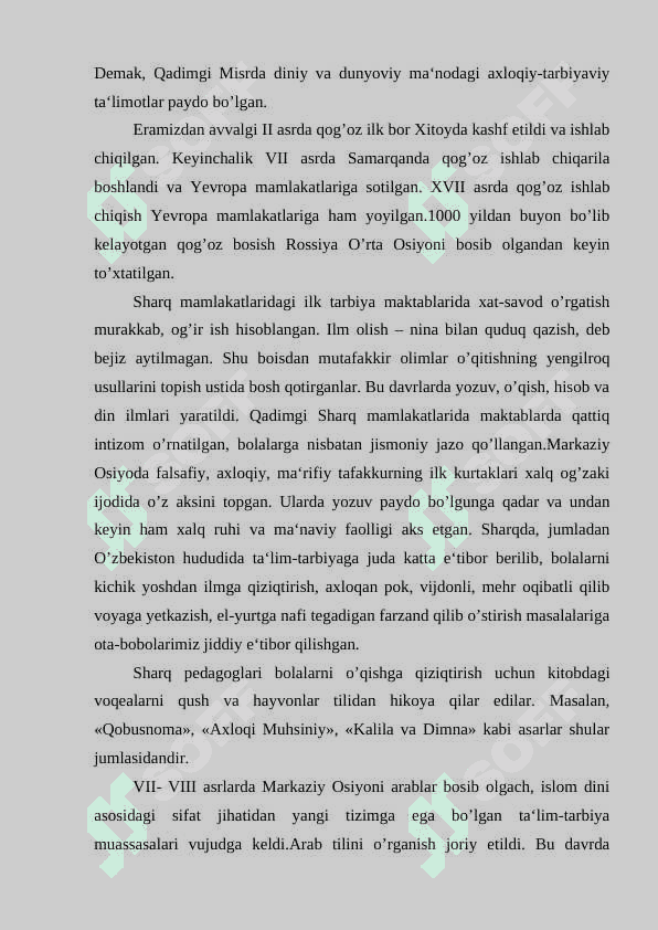 Jahon pedagogika fanining rivojlanish tarixi. 3