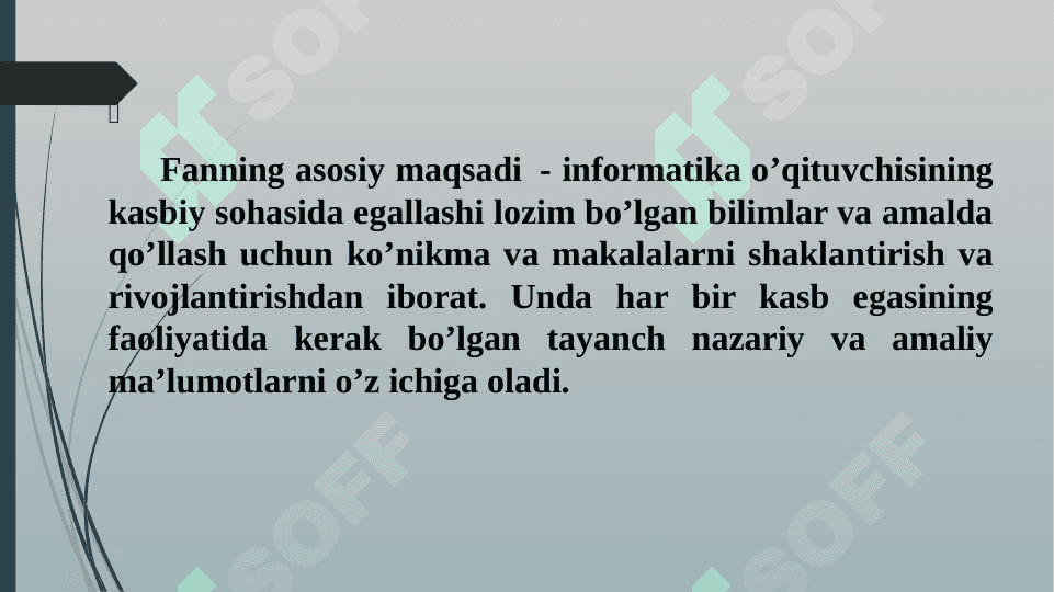 "Kompyuterning texnik va dasturiy ta’minoti” fanining maqsadi va vazifalari. Kompyuter avlodlari va ularning klassifikatsiyasi 6