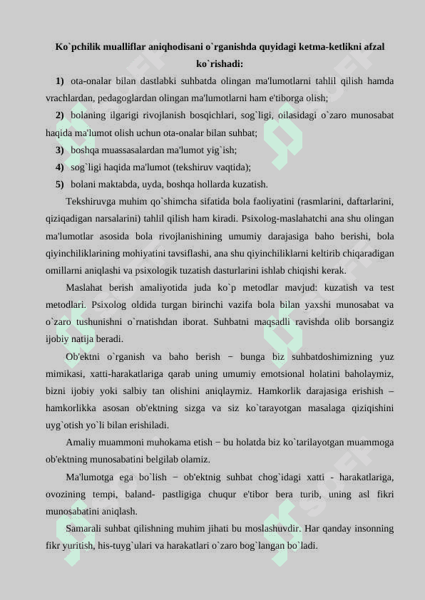 Amaliy psixolog faoliyatining asosiy ko`rinishlari 7