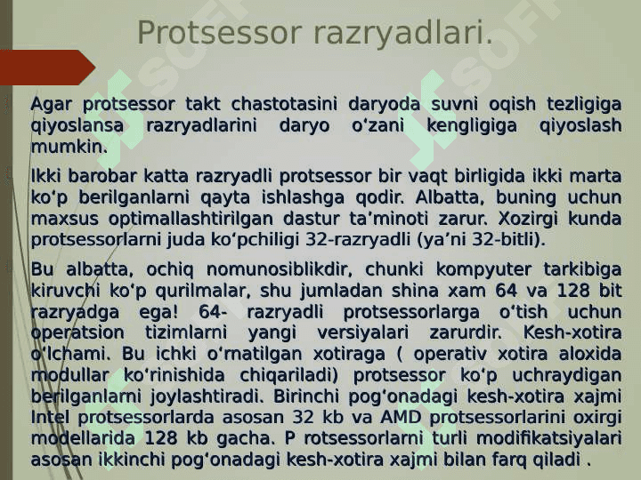 «Mikroprotsessorlar. Xotira turlari va uning ishlash tamoyillari» 7