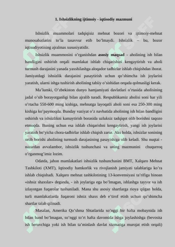 ISHSIZLIKNI KELIB CHIQISH SABABLARI VA NOMOYON BO`LISH SHAKILLARI 2