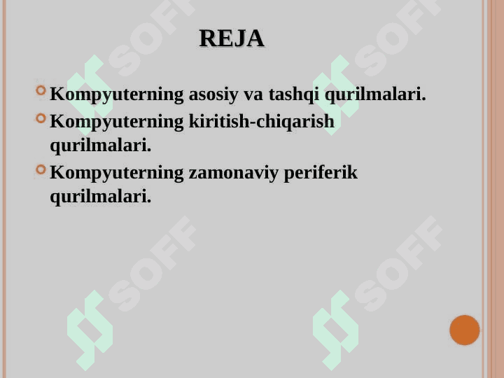 KOMPYUTERNING ASOSIY, ATROF QURILMALARI VA ULARNING   XARAKTERISTIKALARI. 2