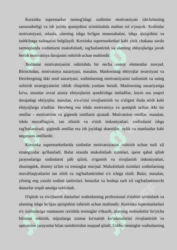 Korzinka supermarket tarmoqlarida xodimlar boshqaruvi 7