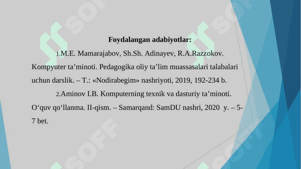 Amaliy dasturiy ta’minot. Amaliy dasturlar paketi bilan ishlash 3