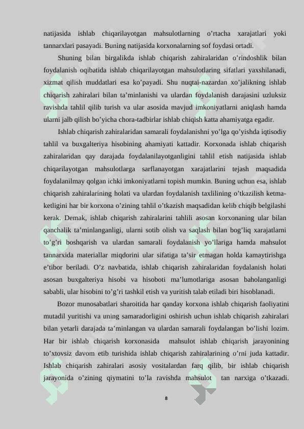 ISHLAB CHIQARISH KORXONALARINI SAMARADORLIGINI OSHIRISH YO’LLARI 8