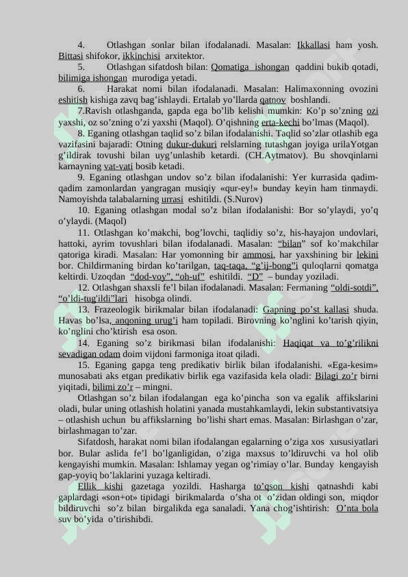 Bog`lama haqida ma’lumot. Kеsimning ega bilan shaxs va sonda mosligi. 2