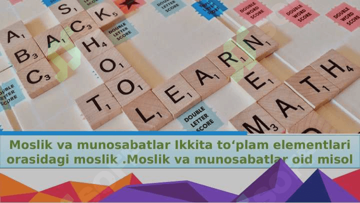 Moslik va munosabatlar Ikkita toplam elementlari orasidagi moslik 2