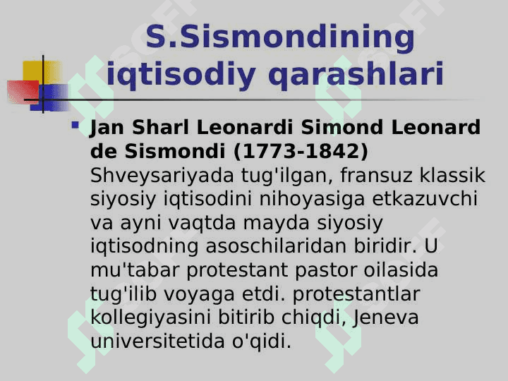 S.Sismondining iqtisodiy qarashlari 2
