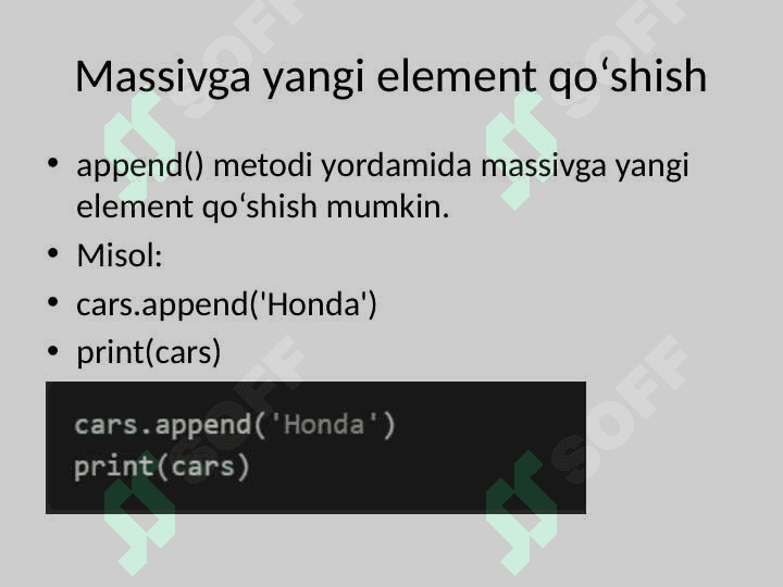 Python dasturlash tilida massivlar bilan ishlash 8
